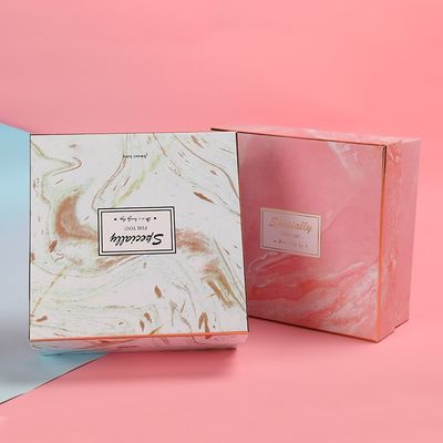 紙袋のハンドメイドの堅い箱が付いている注文のロゴの大理石の印刷の誕生日のギフト用の箱