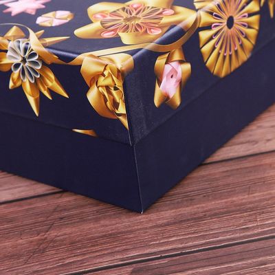 濃紺の注文の化粧品の包装はRaffiaのペーパーとの20*20*10cmを囲む