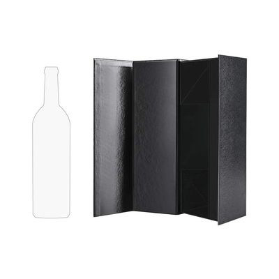 包む折り畳み式の浮彫りにされたワインのギフト用の箱 アルコール飲料のびんのギフト用の箱のボール紙の光沢のある黒