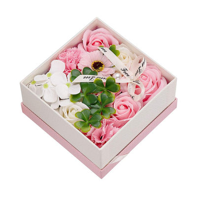 人工的なローズの石鹸の花の花束は教師のための14.5cm*14.5cm*7.5cmを囲む