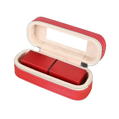 二重ジッパーの閉鎖が付いている小型PU革旅行口紅の箱10*4*3.5cm