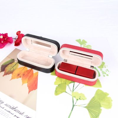 二重ジッパーの閉鎖が付いている小型PU革旅行口紅の箱10*4*3.5cm